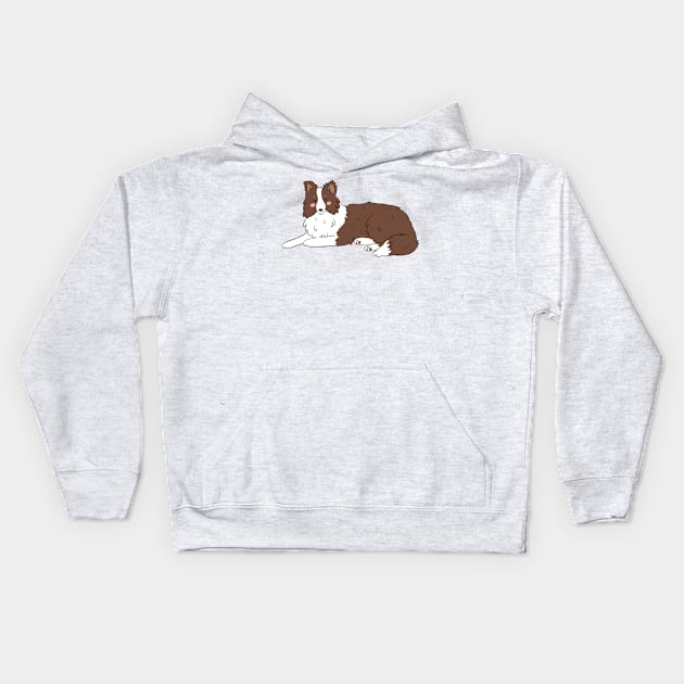 Cute cartoon brown border collie dog Kids Hoodie by Yarafantasyart